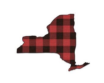 Buffalo Plaid New York State Sticker