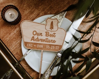 National Park Cake Topper | Personalized National Park Sign | Just Married Wood Sign | Birthday Cake Topper