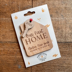 Our First Home Ornament | Realtor Closing Gift | Personalized Engraved Wood Ornament