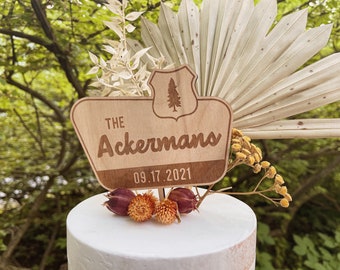 National Park Cake Topper | Personalized National Park Sign | Just Married Wood Sign | Wedding Wood Cake Topper