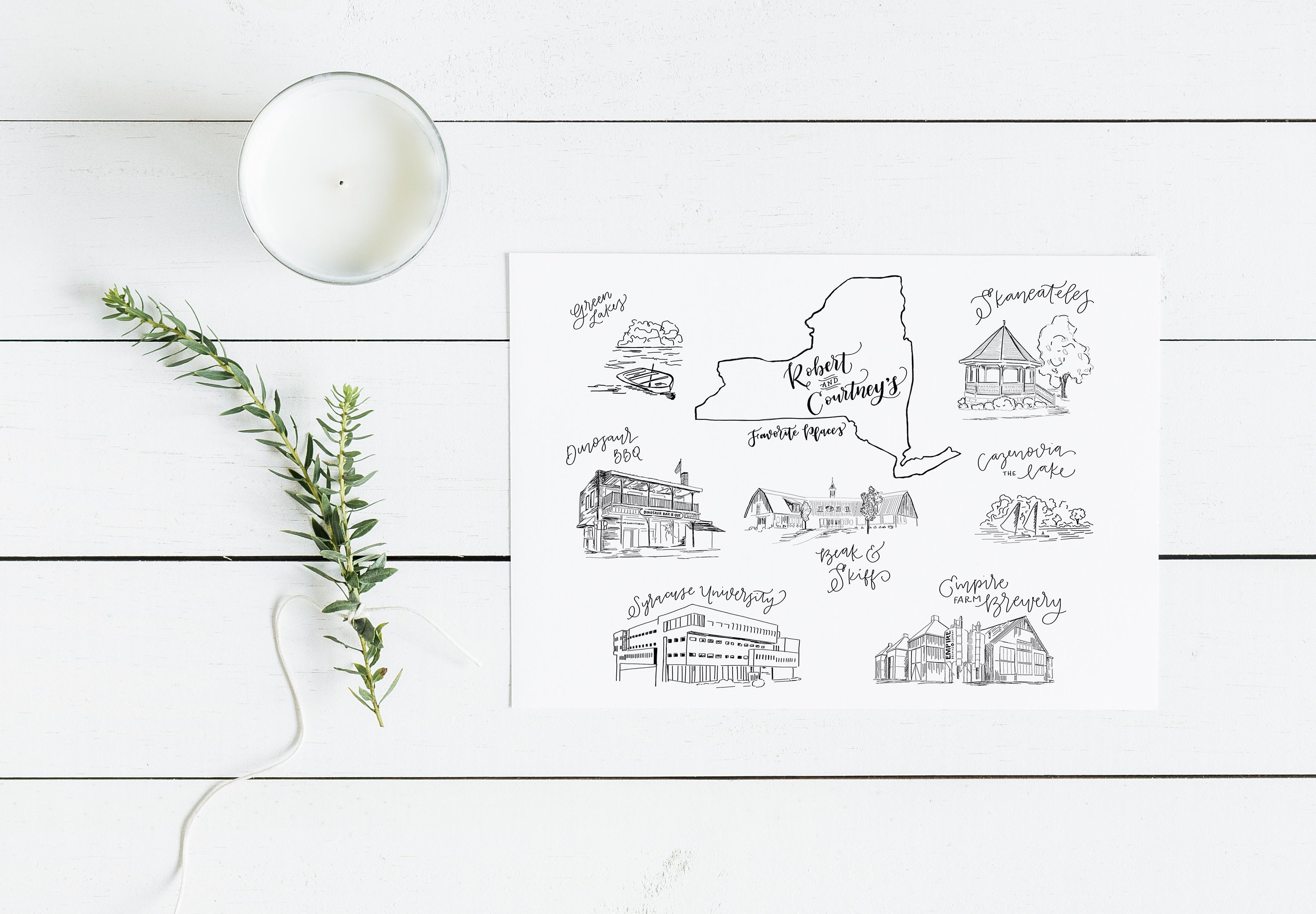 Custom Hand Drawn Wedding Map, Personalized Wedding Welcome Map, 10 ...