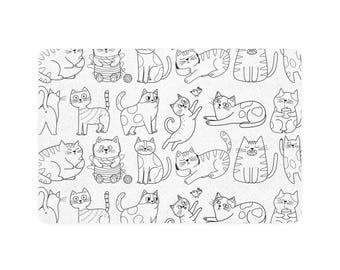 Alfombrilla para comida de mascotas Doodle Cats / Alfombrilla para comida de mascotas