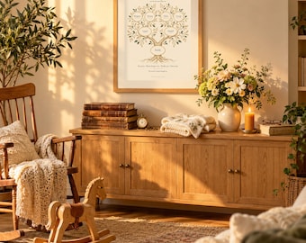 Sieben-Generationen-Stammbaum, personalisierter Familiennamen-Druck, Wandbild mit Stammbaum, Ho'oponopono-Druck, Geschenk für Ahnen, zum Ausdrucken