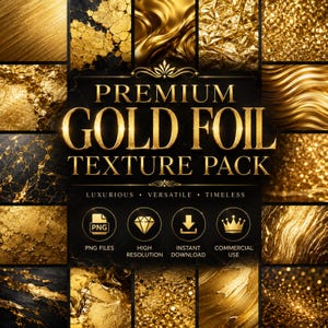 20+Premium Gold Foil Textures | Luxury Metallic Gold Background Bundle | Gold Leaf PNG Overlays | Premium Digital Paper | Commercial Use