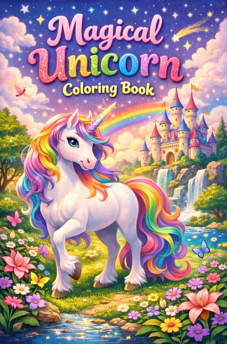 Magical Unicorn Coloring Pages for Kids Ages 3–8 | Cute Unicorn ...