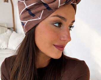 Tribal print head bandage: African cotton turban for women