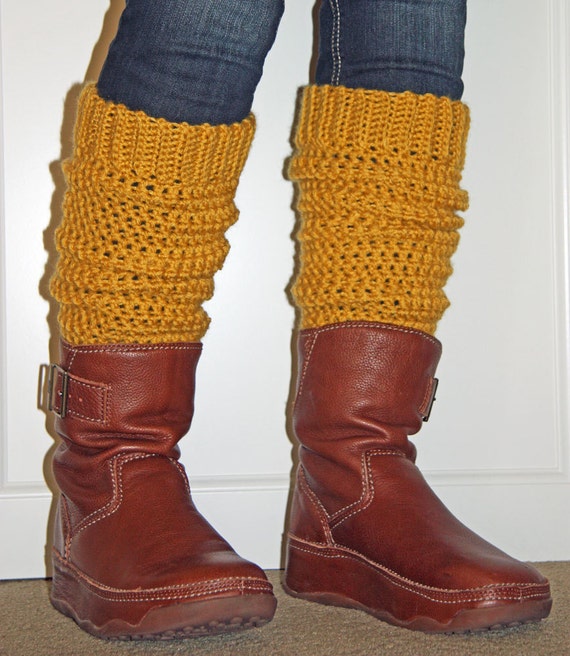 Items similar to Teen Adult Leg Warmers Mustard Gold Yarn Top