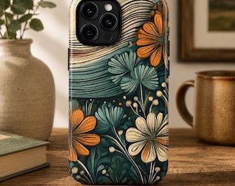 Vintage Floral iPhone Case | Personalized Botanical Phone Cover, Dual-Layer Protection