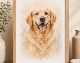 Custom Watercolor Pet Portrait | Personalized Dog Cat Art From Photo