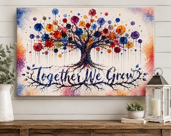Tree of Life Canvas Print, Vibrant Watercolor Wall Art, Ready to Hang Home Decor