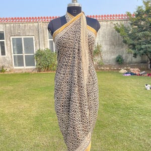 Indian Block Print Pareo, Cotton Sarong for Women, Beach Wrap Skirt, Vacation Swim Cover Up image 7