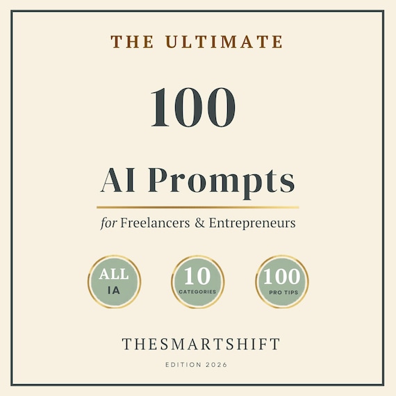 100 AI Prompts for Freelancers & Entrepreneurs | ChatGPT Claude Guide | Business Prompt Pack | Productivity Tools
