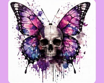 Totenkopf Schmetterling Design | Gothic Verwandlungskunst für T-Shirts & Prints