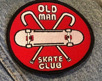 Patch (Embroidered): "Old Man Skate Club" (3.5")