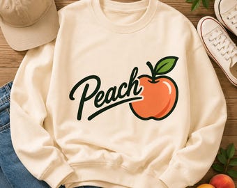 Retro Peach Graphic Shirt Design, Summer Fruit SVG (Digital Download)