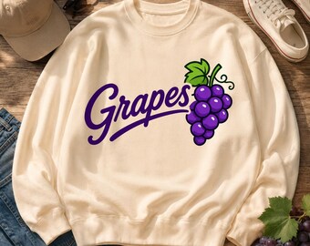 Retro Grapes SVG PNG Bundle, Purple Fruit Graphic Tee Design (Digital Download)