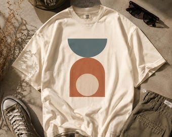 Mid Century Modern Abstract T-Shirt Design, Retro Boho Graphic (Digital Download)