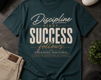 Discipline First Success Follows SVG PNG | Motivational Typography T-Shirt Graphic (Digital Download)