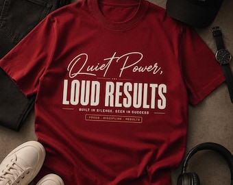 Quiet Power Loud Results SVG PNG | Minimal Typography Quote Shirt Design (Digital Download)