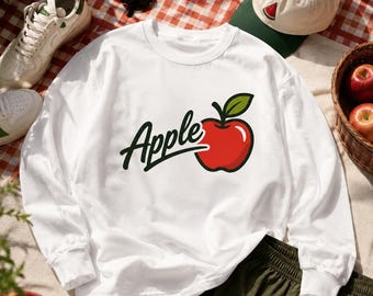 Retro Apple Graphic Clipart | Fruit T-Shirt Sticker Design (Digital Download)