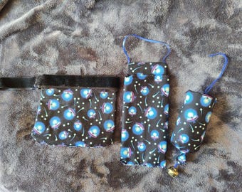 Glow-In-The-Dark Print, Mini Purse, Note/Phone Holder and Hanging Bell Charm 3 Piece Set