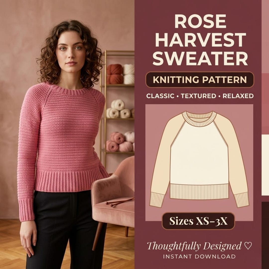 Top Down Raglan Sweater Knitting Pattern PDF | Beginner Pullover ...