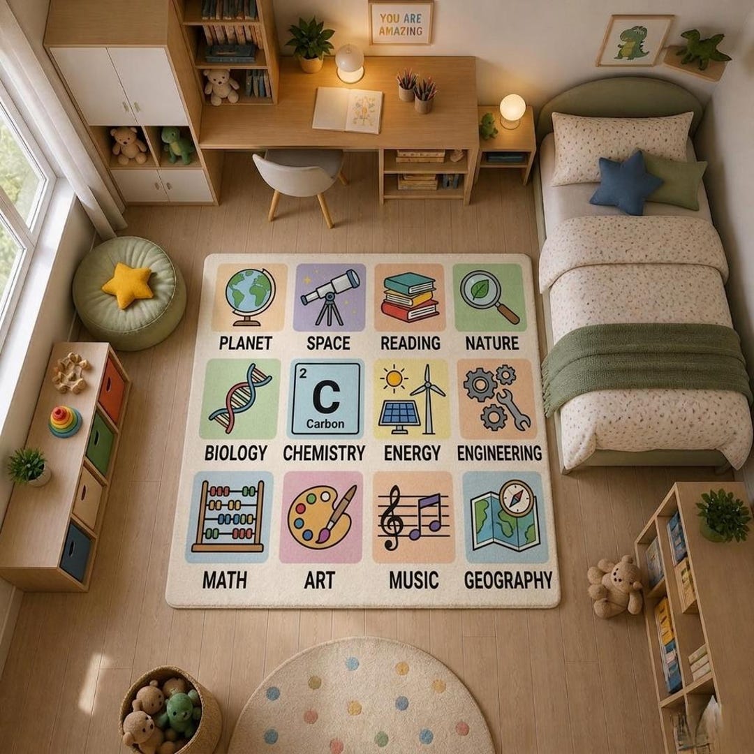 First Lessons Rug Hand Tufted Wool Rug -curiosity Classroom: Kids' Educational STEAM ...