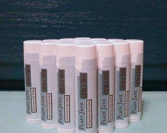 Bálsamo labial totalmente natural - Plain Jane - Manteca de cacao y karité [sin aceites esenciales añadidos] - elaborado con ingredientes 100% orgánicos puros.