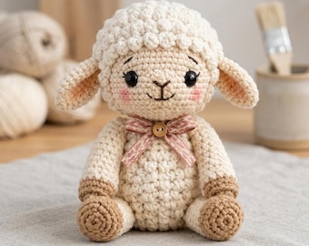 Haakpatroon lamsamigurumi, zelfstudie schapenpluche, doe-het-zelfknuffel (pdf-download)