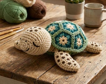 Haakpatroon zeeschildpad pdf | Afrikaanse bloem zeshoekige amigurumi