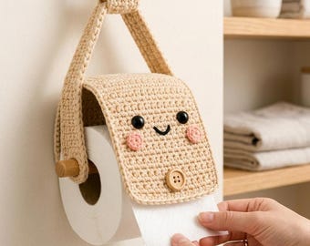 Patroon gehaakte toiletrolhouder (pdf) - Haakpatroon badkamerinrichting, haakpatroon pdf, amigurumi-patroon toiletrolhouder