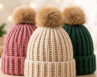 Gehaakte muts patroon beginner, geribbelde muts haakpatroon pdf, gemakkelijke wintermuts DIY, handgemaakte cadeau gehaakte muts, rekbare muts
