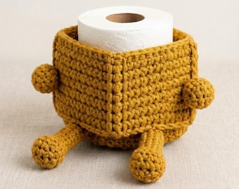 Patroon gehaakte toiletrolhouder (pdf) - Haakpatroon badkamerinrichting, haakpatroon pdf, amigurumi-patroon toiletrolhouder