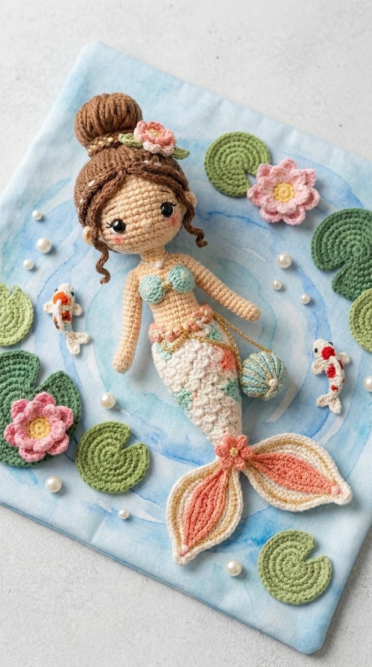 30 Mermaid Crochet Patterns: Amigurumi Dolls, Pocket Mermaids, and Creative Sea-Inspired... 10 Pond-Inspired Koi Mermaid Pattern
