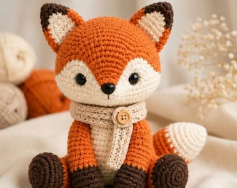 Laag naaipatroon gehaakt vosje: Snuggle Foxie amigurumi-knuffel (pdf-tutorial)