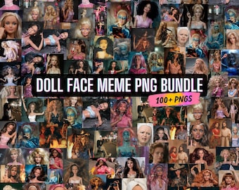 100+ Doll Face Meme PNG Bundle, Viral Doll Meme Faces PNG, Funny Doll Reaction PNG Bundle