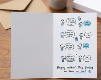 Tarjeta del Día del Padre para papá de gemelos / Tarjeta divertida de gemelos / "Gracias por arreglarme... y a mí también" / Tarjeta de felicitación impresa