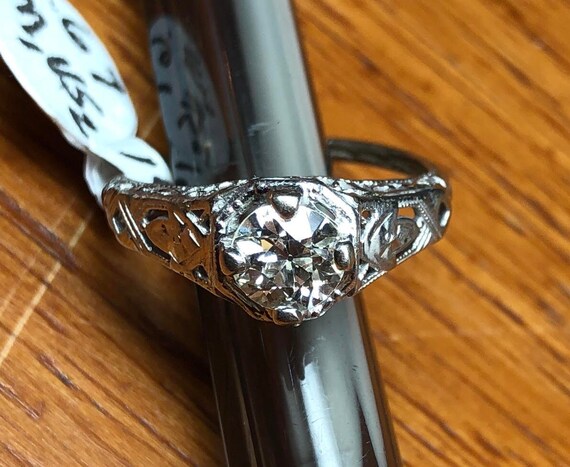 Antique Filigree Engagement Ring With Floral Designs 14k Etsy