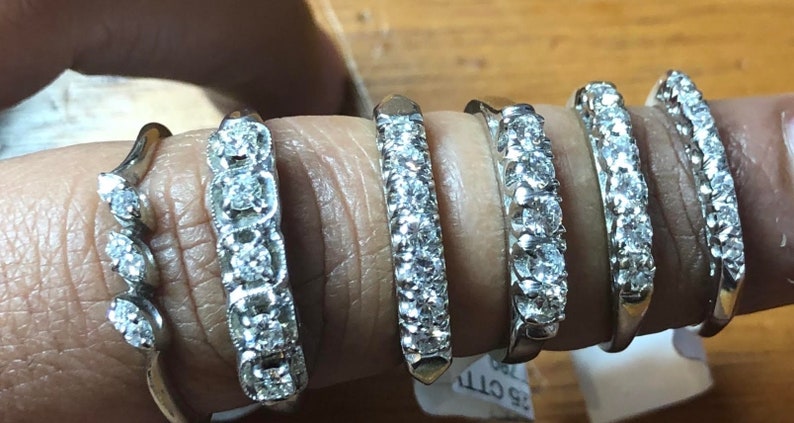 Diamond Stacking Bands Stacking bands Antique Vintage Estate Wedding Band Wedding Gift Holiday Gift 14 Kt white gold Wedding ring