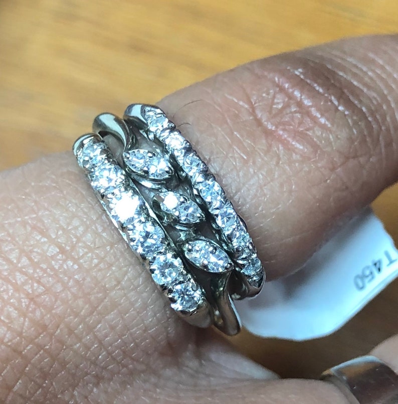 Diamond Stacking Bands Stacking bands Antique Vintage Estate Wedding Band Wedding Gift Holiday Gift 14 Kt white gold Wedding ring