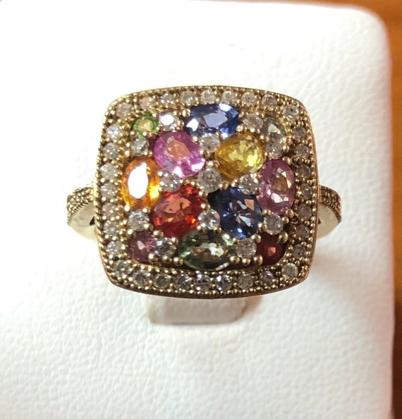 Colored Sapphire Ring & Pendant Multi Colored Sapp