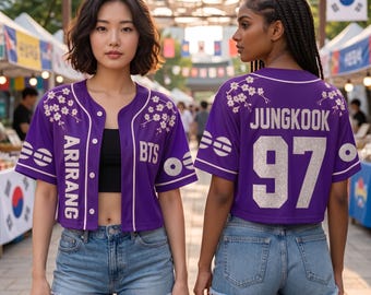 Personalized Arirang World Tour Croptop Jersey, Custom Name Number Kpop Apparel, 2026 Concert Outfit, Army Fan Gift Shirt