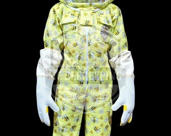 Traje de apicultor ventilado para niños con estampado Beemotive y velo de esgrima – Opciones de personalización disponibles