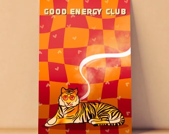 Póster retro de tigre, estampado animal original, decoración maximalista, arte mural con buenas vibras, decoración vintage moderna para apartamentos, descarga digital.