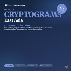 East Asian Holidays Cryptograms | 4 Puzzles, Answer Key (PDF Download)