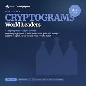 World Leaders Cryptogram Puzzles | Lincoln, Churchill, Mandela, Gandhi (Printable Download)