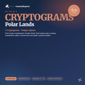 Polar Lands Cryptogram Puzzles | Geography Activity (PDF Download)