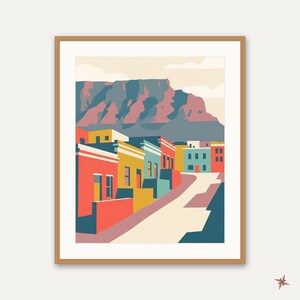 Affiche Bo Kaap | Art mural moderne du milieu du siècle du Cap (Téléchargement numérique)