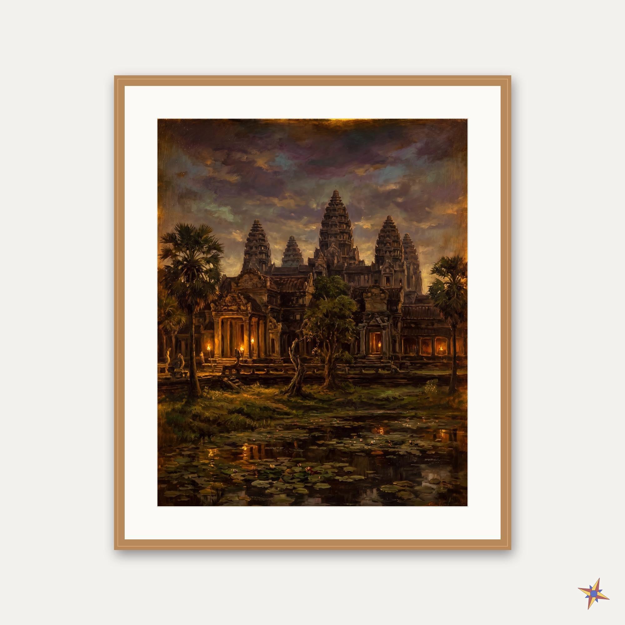 【油彩画】アンコール カンボジア 寺院 インテリア 絵画 芸術 アート 美術品・アンティーク・コレクション 【油彩画】アンコール カンボジア