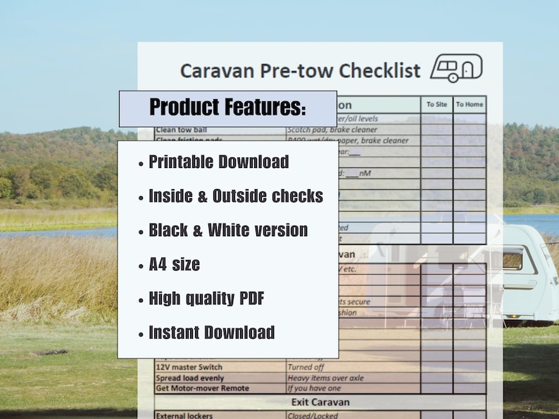 Caravan Pre-tow Checklist - Instant Download - Etsy